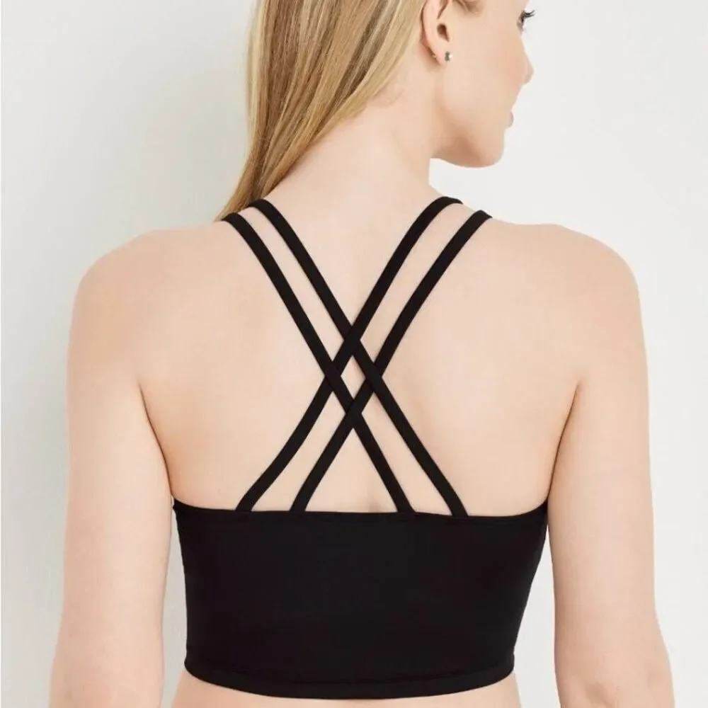 💇♀️Maurices Black Strappy Crop Sports Bra Sleeveless Top Size 3X
